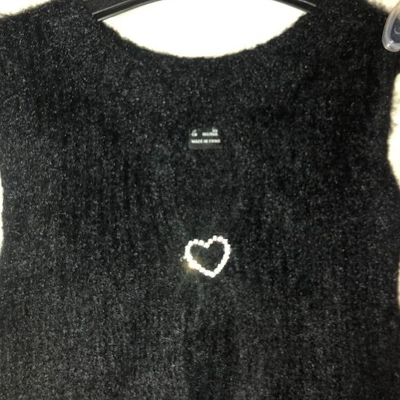 Forever 21 - 2PC Bundle Fuzzy Knit Keyhole Black Pink Sweater Vest Top - Picture 7 of 10